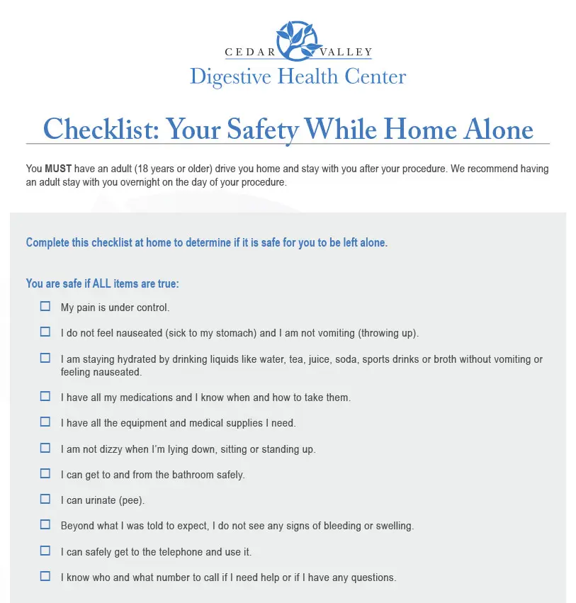 CVDH-Checklist Colonoscopy Prep Instructions - Checlist