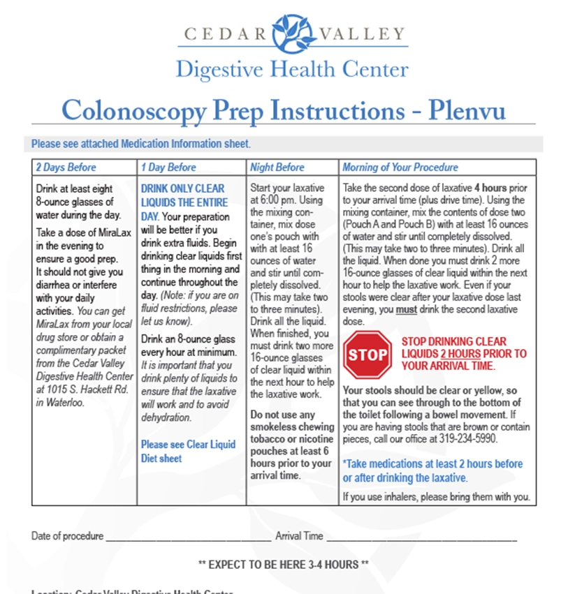 Colonoscopy-Prep-Instructions-Plenvu Colonoscopy Prep Instructions - Plenvu