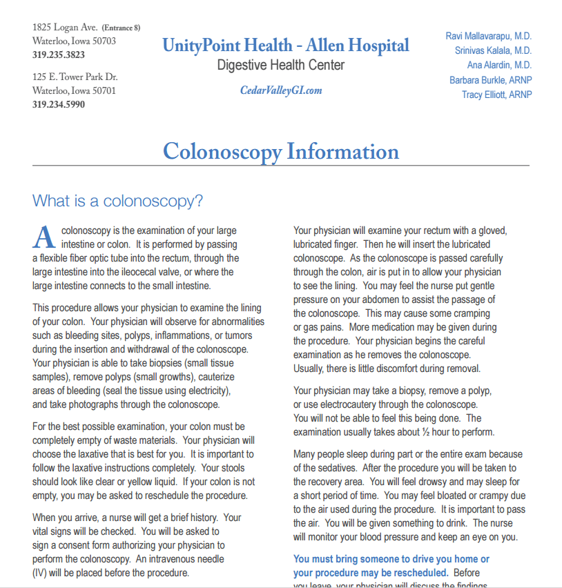 colonoscopy information Colonoscopy Prep Instructions - Colonoscopy Information