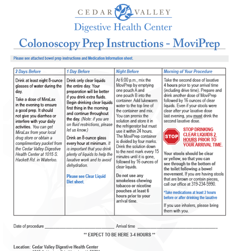 moviprep instructions Colonoscopy Prep Instructions - MoviPrep