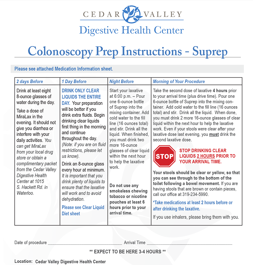 suprep instructions Colonoscopy Prep Instructions - Suprep